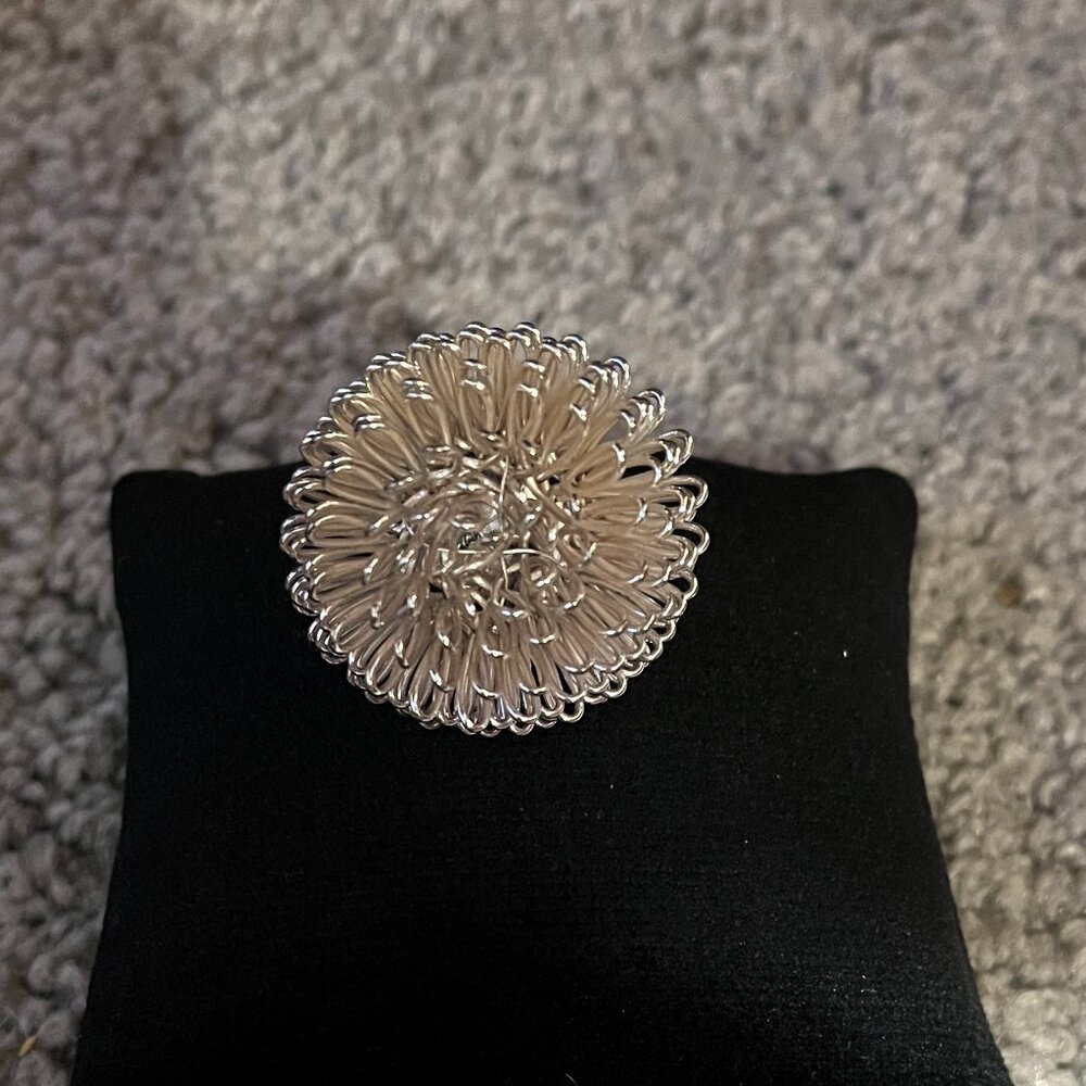 Silver Color Raised Fashion Ring Adjustable